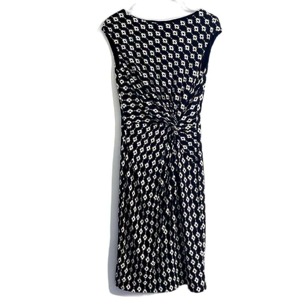 Lauren Ralph Lauren Twist Front Sheath Dress Black White Geometric Chic Size 6